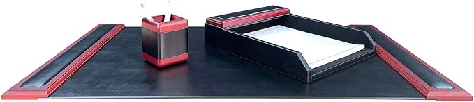 Dacasso Rosewood and Leather Desk Set, 3-Piece (D8037)