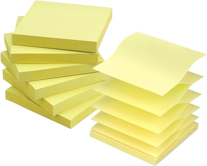 Early Buy Pop Up Sticky Notes 3x3 Refills Self-Stick Notes 6 Pads, Yellow, 100 Sheets/Pad (Yellow)