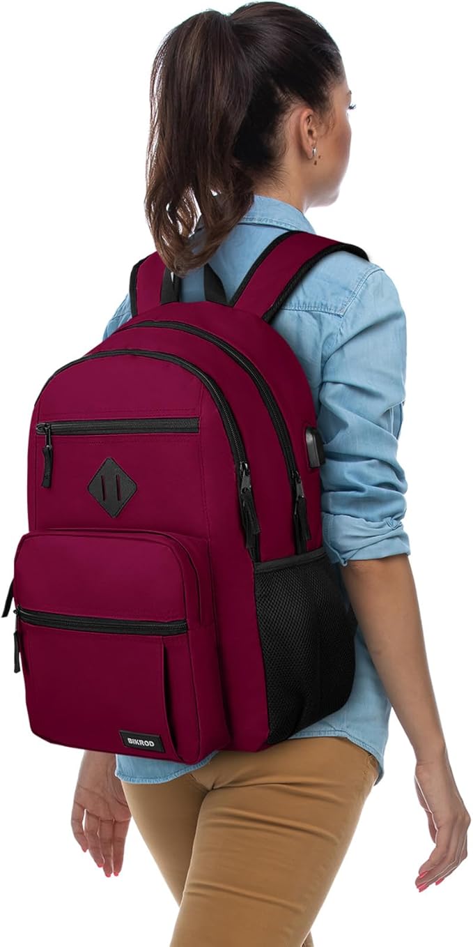 BIKROD Backpack for Girls Women, School Backpack for Teen Boys, Lightweight Casual High School Bookbag, Daily-use Travel Laptop Backpack with USB Charging Port Fits 15.6 Inch Notebook