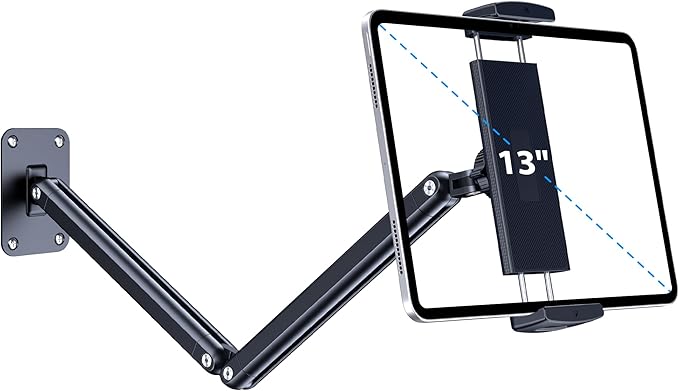 CreaDream Wall Mount for iPad, Aluminium Adjustable & Extendable Holder Arm, Fits 4.7-13" Tablets, Phones, Kindle Fire HD, Galaxy Tab, Samsung Galaxy