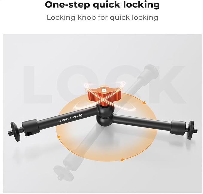 K&F CONCEPT 9.8" Magic Arm Clamp Kit with 1/4" & 3/8" Thread Screw 360° Ball Heads Articulating Magic Arm Camera Mount for DSLRs, Monitor, Flash, LED Light, Microphone, Camera Cage, Action Camera
