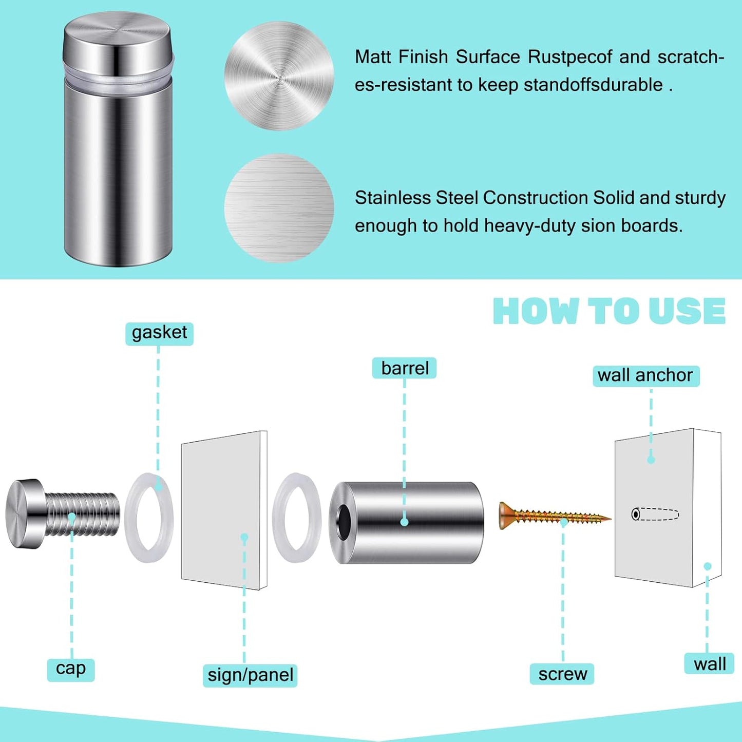 Demissle 8 Sets Clear Acrylic Wall Name Plate Holders Office Door Mount Name Plate Holder with Stainless Steel Standoff Screws for Office Home Store Restaurant (6 x 3 Inch)