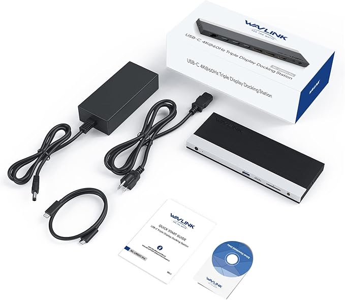 WAVLINK USB C Docking Station,100W PD Charging,Triple 4K Display Type-C Adapter(HDMI,2 DisplayPort,Ethernet,4 USB 3.0,SD/TF Card Reader,3.5mm Audio) for MacBook Pro,Dell XPS 13/15,HP,Lenovo Yoga