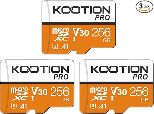 KOOTION 256GB Micro SD Card 3Pack,TF Card Micro SDXC Memory Card V30 A1 App Performance High Speed microSD Card, U3, V30, A1
