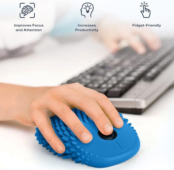 HedgeHog Health Hoglet Wireless Computer Mouse – Cute, Functional, and Tactile Fidget Tool. Combines Stress Relief with Comfort and Style, Perfect for Enhancing Focus and Productivity (Blue)