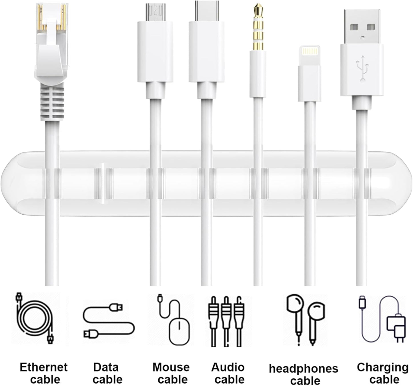 SOULWIT Cable Holder Clips, 3-Pack Cable Management Cord Organizer Clips Silicone Self Adhesive for Desktop USB Charging Cable Nightstand Power Cord Mouse Cable Wire PC Office Home