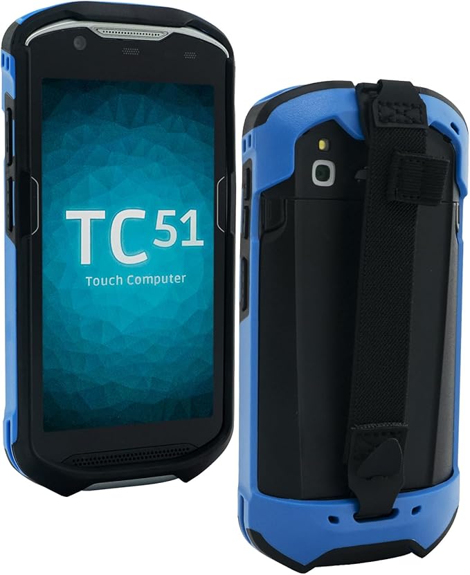 IYOUBOL Protective Cover Bumper Case Rugged Boot with Hand Strap for Zebra TC51 TC510K TC52 TC56 TC57 (Blue)