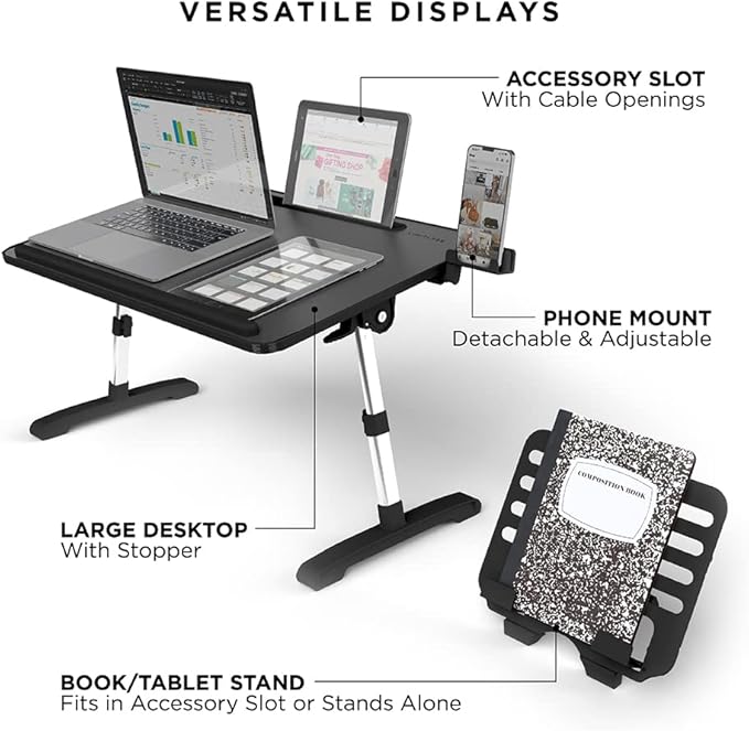 Limitless TotalDesk Portable Modern Workstation and Lap Desk with Adjustable Height & Tilt (Charcoal)