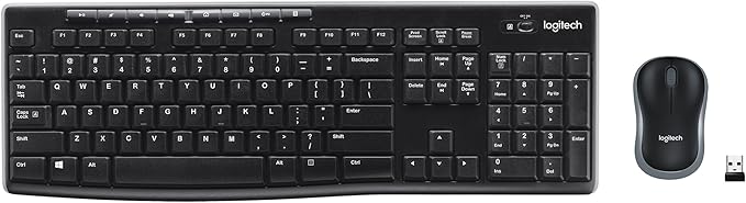 Logitech MK270 Wireless Keyboard and Mouse Combo for Windows, 2.4 GHz, 8 Multimedia Keys, PC, Laptop, Wireless Keyboard Compact Mouse Combo - Black