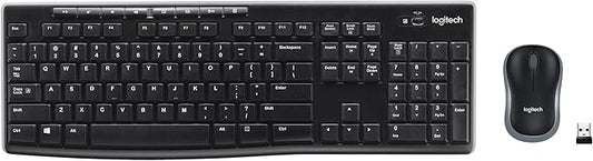 Logitech MK270 Wireless Keyboard and Mouse Combo for Windows, 2.4 GHz, 8 Multimedia Keys, PC, Laptop, Wireless Keyboard Compact Mouse Combo - Black