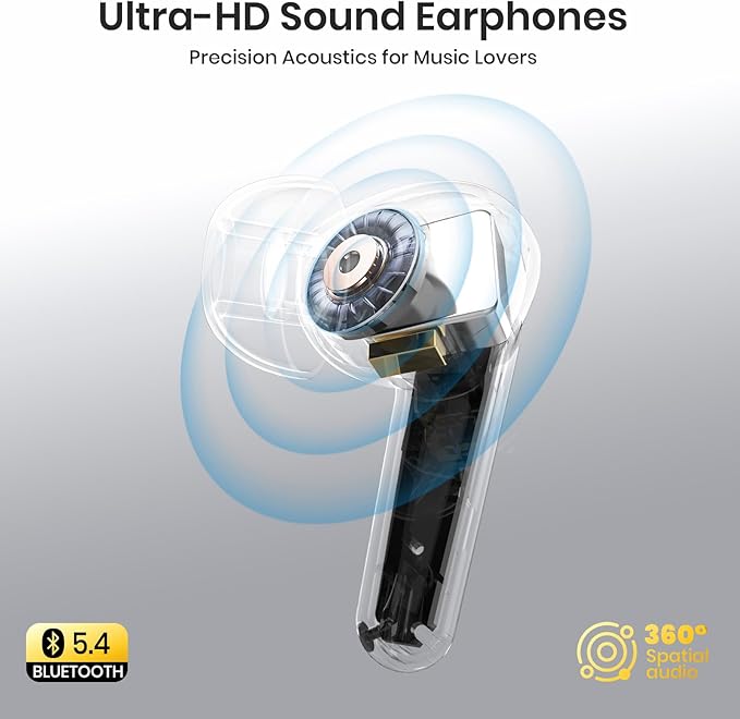 Wireless Earbuds Bluetooth 5.4 Light Weight in Ear Earphones 10mm Drivers with Powerful Bass IPX5 Waterproof Headphones 60H Long Playtime Bluetooth Headphones ANC ENC Noise Cancelling Khaki