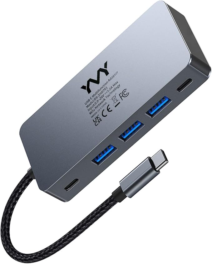 USB C to Dual HDMI Docking Station, USB C to Dual HDMI(4K@30Hz) Multiport Adapter, Type C Hub with 2 HD Monitors, 100W PD All in one for Dell HP MacBook Laptop (7 in 1 2HDMI+3USB3.0