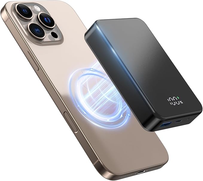 Magnetic Power Bank 26800mAh for Magsafe Portable Charger, Aluminum alloy casing Large Capacity 20W USB-C in&Out Wireless Fast Charging Battery Pack for iPhone16 Plus Pro Max/15/14/13/12 Series, Black