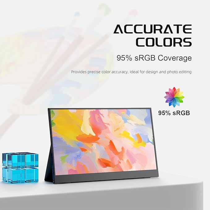 Portable Monitor, 14" Small Screen with 1920x1080P, Gaming Monitor for PC/Laptop/Console, Ultra-Slim Portable Monitor, PC Screen for Office, Study & Travel with Magnetic Leather Cover