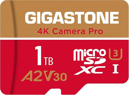 [5-Yrs Free Data Recovery] GIGASTONE 1TB Micro SD Card, 4K Camera Pro, R/W up to 150/130 MB/s, 4K Video Recording for GoPro, DJI, Drone, MicroSDXC Memory Card UHS-I U3 A2 V30, with Adapter