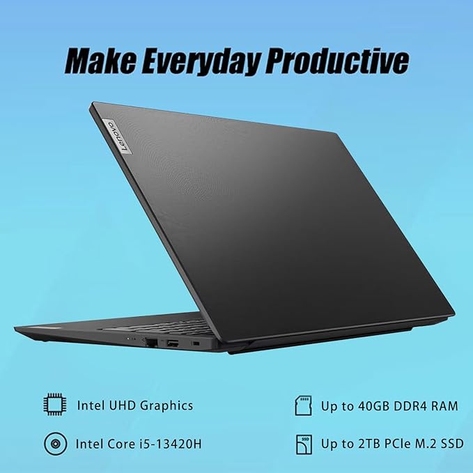 Lenovo V15 Gen 4 Business Laptop, 15.6" FHD Display, Intel Core i5-13420H (Beat i7-1355U), HDMI, RJ45, Webcam, Numeric Keypad, Wi-Fi, Windows 11 Pro, Black (40GB RAM | 2TB SSD)