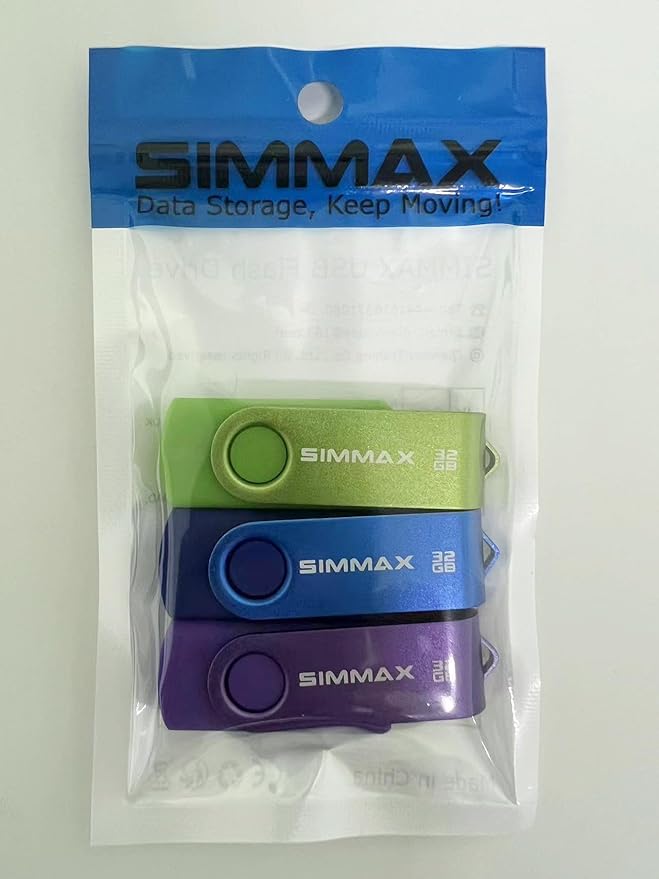 USB Flash Drives 3 Pack 32GB Memory Stick Swivel Design USB 2.0 Flash Drive Thumb Drive Zip Drives (32GB Purple Blue Green)
