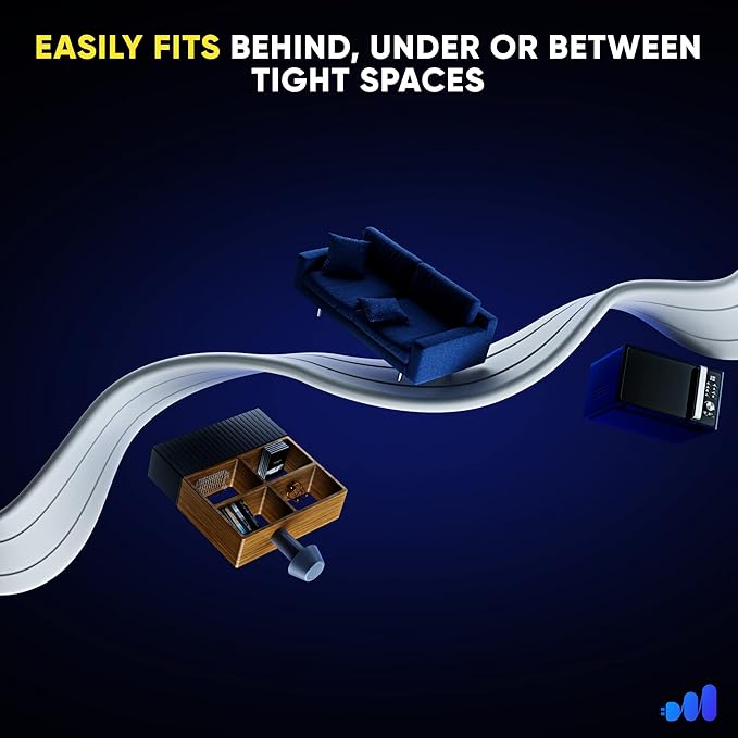 Maximm 360° Rotating Flat Plug Extension Cord with a Removable Hook, White Extension Cord 12 ft (16 Gauge) UL Certified