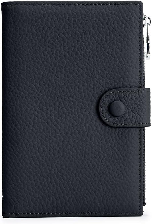 Leather Passport Holder for Women, Slim RFID Blocking Travel Wallet, Compact Passport Wallet with Zippered Coins Pocket and SIM Slots, Ladies Passport Cover Case