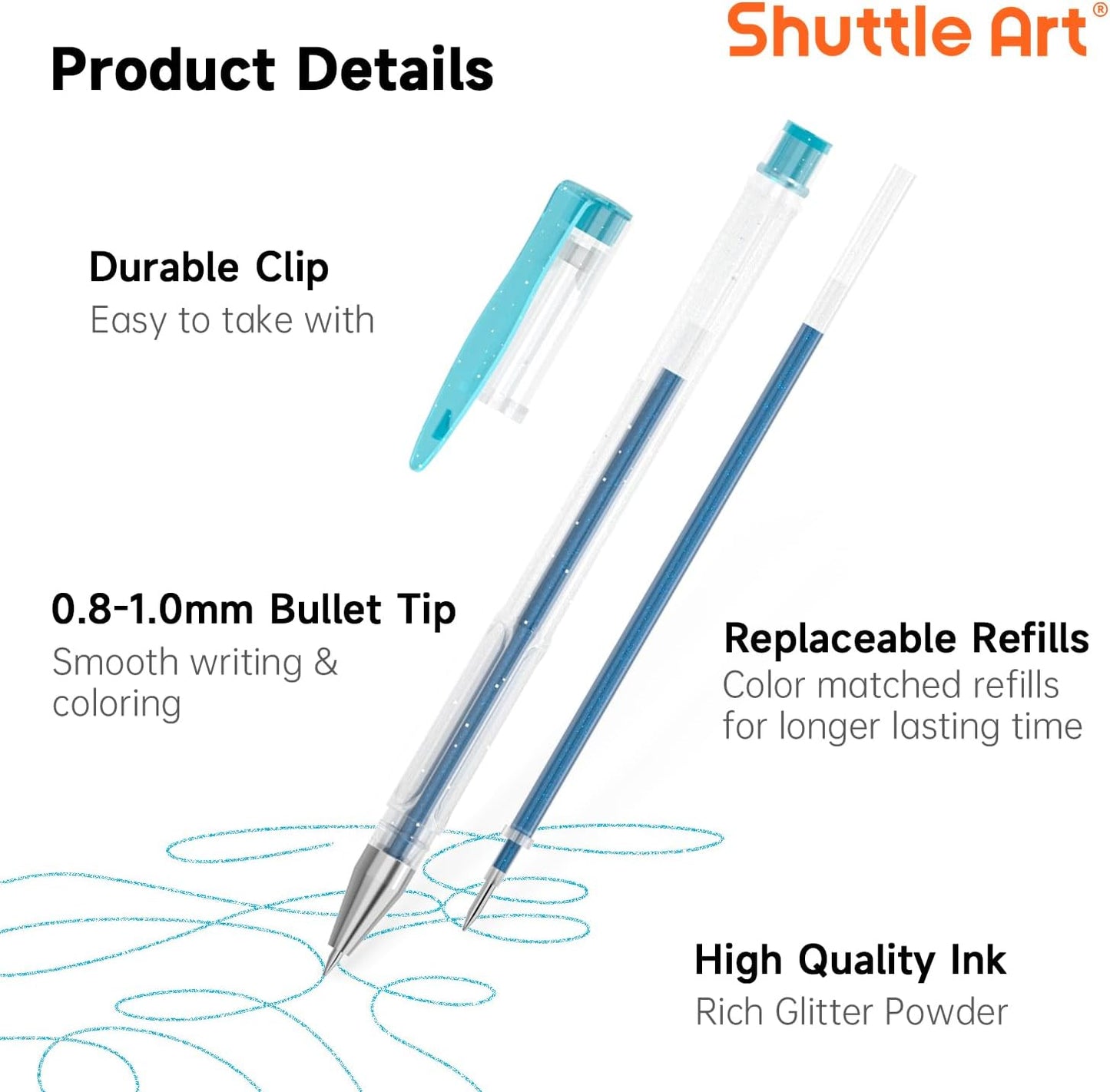 Shuttle Art 80 Pack Glitter Gel Pens, 40 Colors Glitter Gel Pens Set with 40 Refills for Adults Coloring Books Drawing Crafts Scrapbooking Journaling