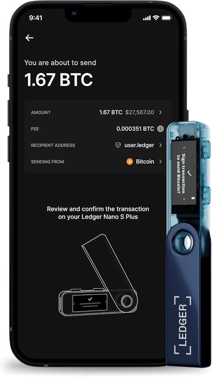 Ledger Nano S Plus (Neptune Blue) : The Perfect Entry-Level Hardware Wallet to securely Manage All Your Crypto and NFTs (for Desktop or Android only)