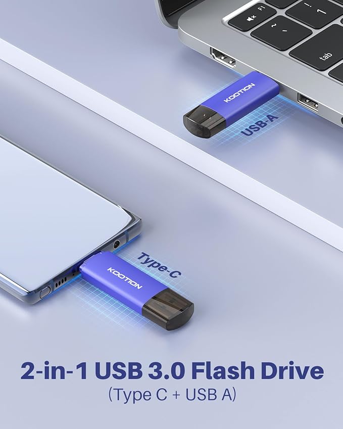 32GB Type-C Flash Drive 5-Pack, KOOTION 2-in-1 USB C Flash Drive USB-A&USB-C 3.0 Dual Drive OTG, Thumb Drive Memory Stick for Android Smartphone/Tablet/PC