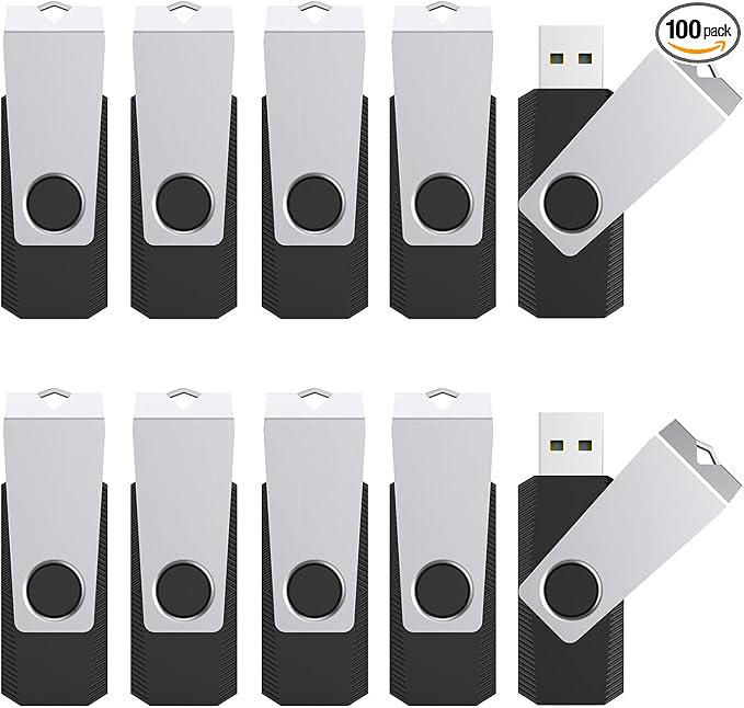 TOPESEL 100PCS 4GB Flash Drive Bulk Pack, USB 2.0 Flash Drives, Memory Stick, Thumb Drives (4G, 100 Pack, Black)