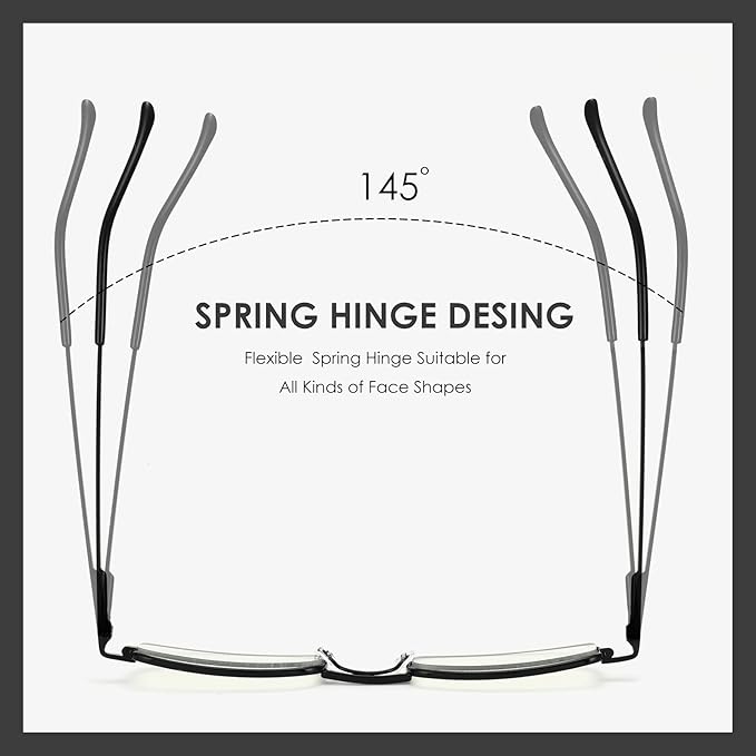 3 Pack Slim Pocket Reading Glasses for Men Women Blue Light Blocking Compact Readers Spring Hinge Metal Frame