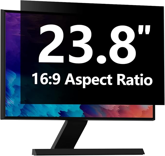 Computer Privacy Screen Protector 23.8 Inch with Hp Dell Acer Asus LG and More, Removable Security Shield Filter for 16:9 Aspect Ratio Monitor Like ViewSonic Sceptre(23.8" Diagonal 16:9 1 Pack)