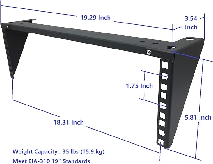 Jingchengmei 2 Pcs of 3U Wall Mount Patch Panel Bracket - 19 inch Steel Vertical Mounting Bracket for Network and Data Equipment (2)