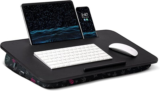 Lap Desk - Portable Laptop Stand & Desk, Fits Up to 17.3 in, Washable Cushion, Built-in Phone Holder & Mouse Pad - Gaming, Eating, Writing, Working on Bed, Couch,Floor - L.DOCTOR(Large, Crown Skull)