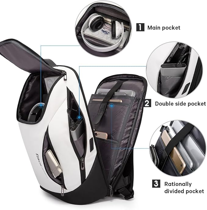 BANGE Business Smart Backpack Waterproof fit 15.6 Inch Laptop Backpack with USB Charging Port,Travel Durable Backpack