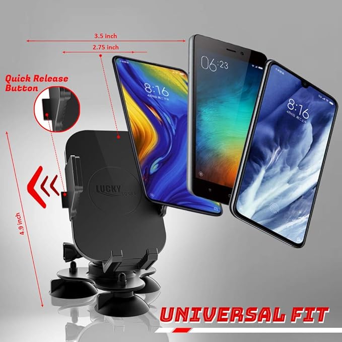 LUCKY Dashboard Universal Car Phone Mount Veichle Suction Cup Mount Holder, Fish Finder GPS Cup Holder Mount for Boat Canoe Kayak Truck Marine Fishing