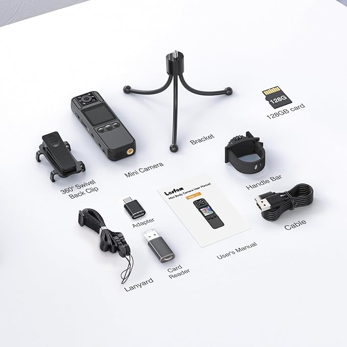 Z11 4K Body Camera with Audio and Video Recording, 128GB Small Body Cam with 180° Rotating Lens, 6HR Battery & Night Vision, Wearable Camera for Pet, Home, Office, Security Police Law Enforcement