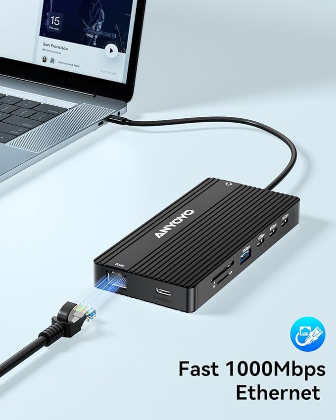 ANYOYO USB C Docking Station Dual Monitor 14-in-1 Docking Station 3 Monitor(2 HDMI+ Video Out) 10Gbps (4*USB-C+1A) +PD100W+Ethernet+SD/TF Laptop Dock Multiport Adapter for Dell/HP/Lenovo/Thinkpad