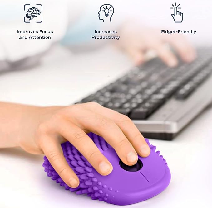 HedgeHog Health Hoglet Wireless Computer Mouse – Cute, Functional, and Tactile Fidget Tool. Combines Stress Relief with Comfort and Style, Perfect for Enhancing Focus and Productivity (Purple)