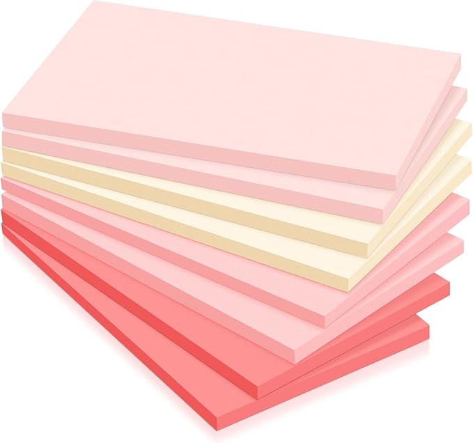 Fainne 8 Pack Sticky Notes Bulk Back to School Supplies Self Stick Note Pads Paper Memo for Office First Day of School Student Teacher Essentials (3x5inch,Light Color)