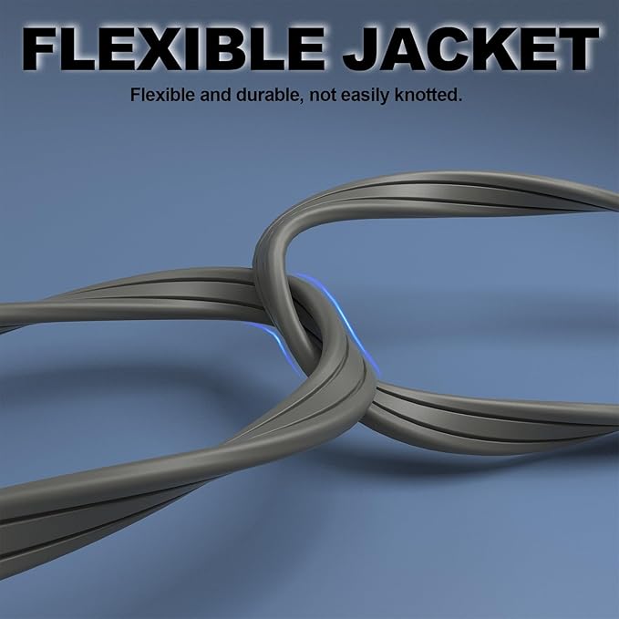 EP 1 Ft 3 Outlet Extension Cord with Flat Plug, 3 Prong Grounded, 16/3 SPT-3 Power Cable for Indoor Use, Grey, 2 Pack