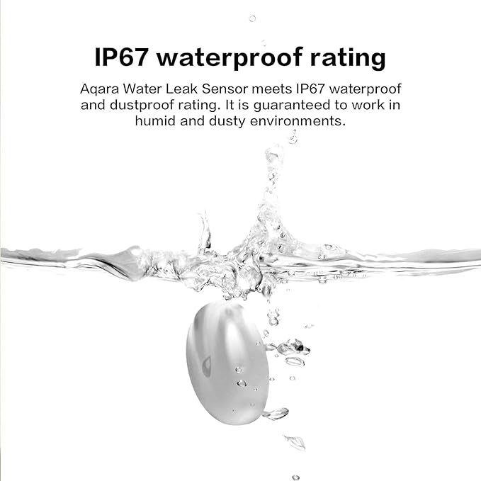 Aqara Water Leak Sensor, Zigbee Wireless Water Leak Detector for Alarm System and Smart Home Automation, Requires AQARA HUB, App Notifications, for Kitchen, Bathroom, Basement, Works with IFTTT