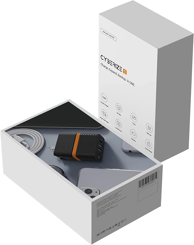 65W USB C Hub with 256GB SSD Storage, Multiport Adapter with PD Charging, USB 3.2 Ports, 4K HDMI for Laptop, Phone, Tablet Data Transfer