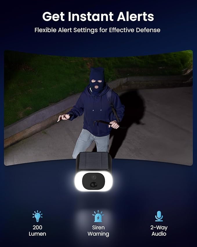 ieGeek S1 5MP Solar Camera Outdoor Wireless, 2.4Ghz WiFi Battery Powered Cameras System for Home Security with Embedded Solar Panel, AI Motion Detection, Smart Spotlight & Alarm, Color Night Vision