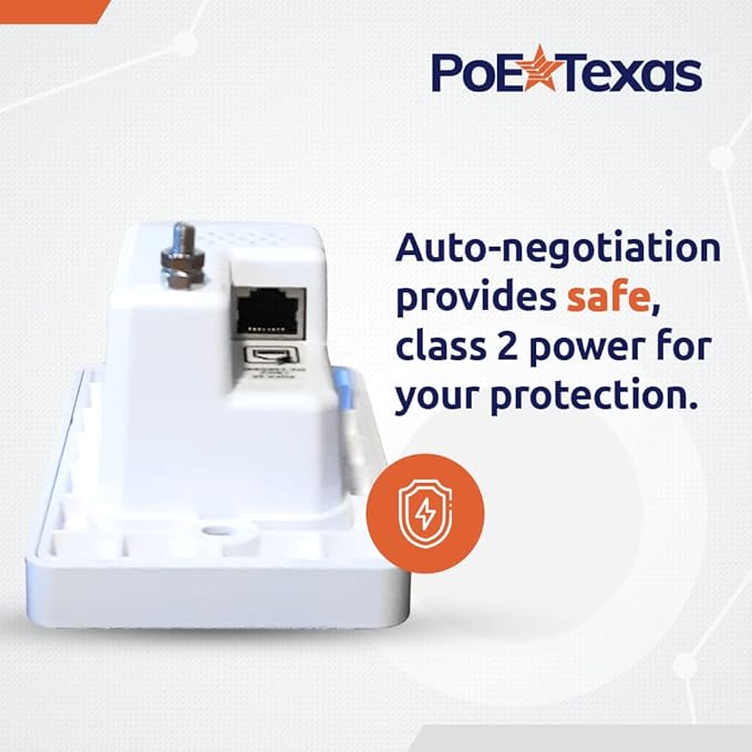 PoE Texas Gigabit PoE Splitter in-Wall USB Charging Port - Fast 5V USB Charging and RJ45 Power Over Ethernet Output for WiFi Internet Router, Camera, Phone Network