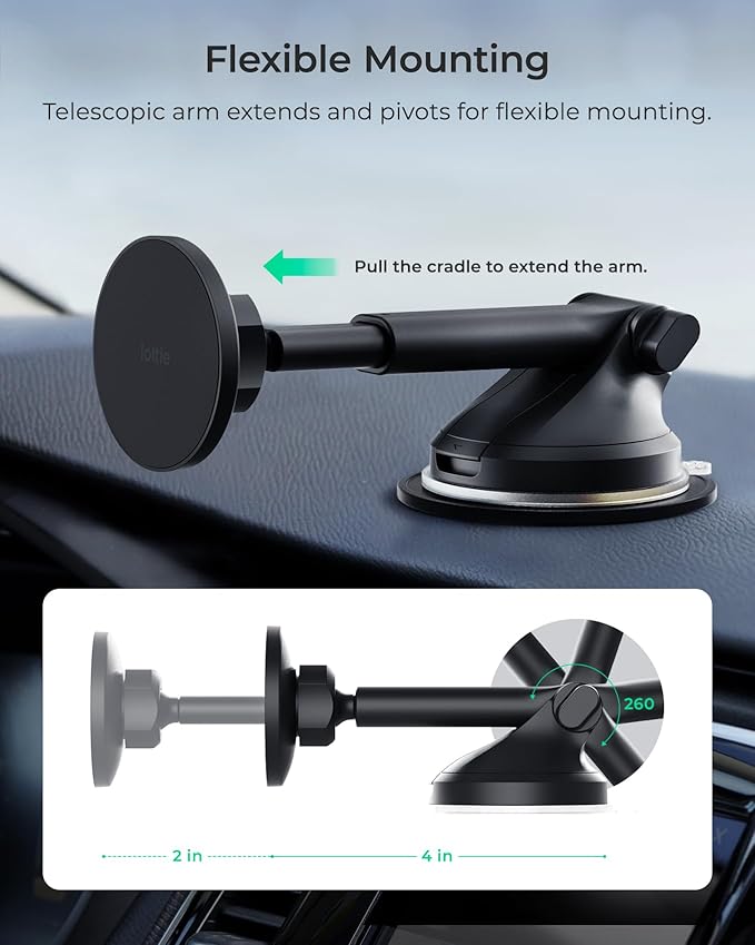 iOttie iTap 3 Magnetic Dash & Windshield Mount Car Phone Holder with Magnetic Ring Adapter. Compatible with iPhone, Samsung Galaxy, Google Pixel, Huawei, LG, and All Qi Compatible Smartphones