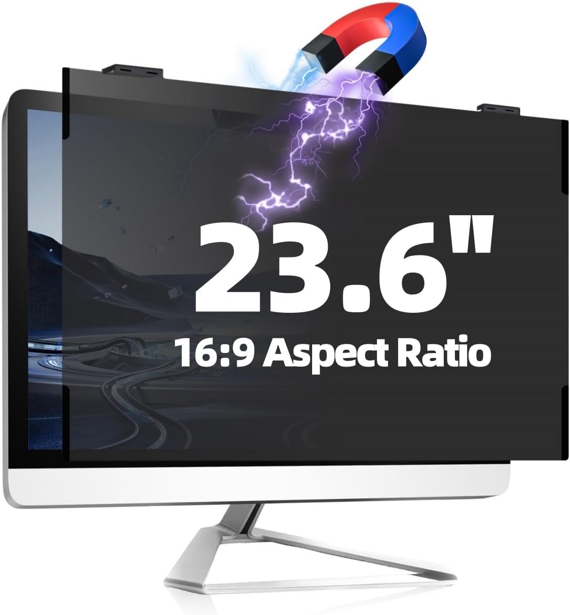 Computer Privacy Screen 23.6 Inch Magnetic, Removable Hanging Privacy Shield for frameless Monitor 16:9 Widescreen, Anti Blue Light, Anti-Glare Protector
