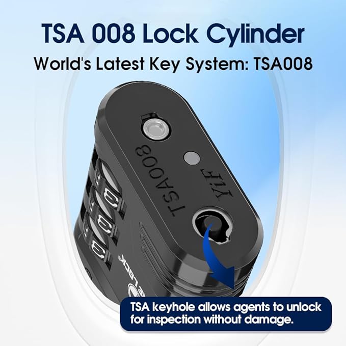 SURE LOCK TSA Locks for Luggage, TSA Approved Luggage Locks with Open Alert, 008 Key for High Security, Easy Read Dials, Zinc Alloy Body, Locker Lock for Suitcase, Gym, Travel. (Black 1 pk)