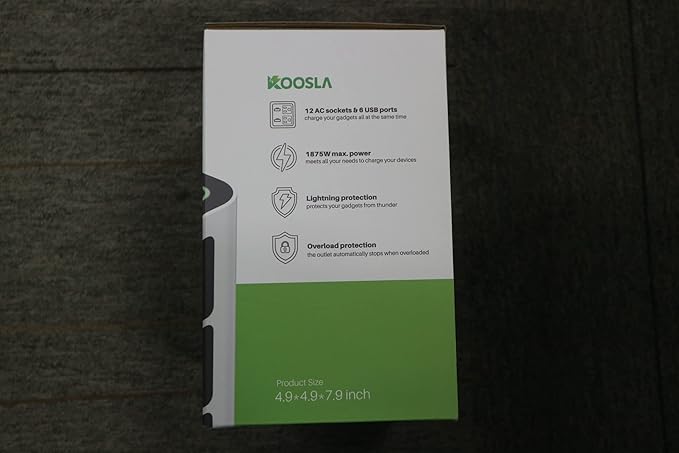 KOOSLA Power Strip Tower, [15W] Wireless Charger Surge Protector - 12 AC Multiple Outlets & 6 USB Ports, 6.5ft Extension Cord Charging Station for Office Supplies, Desk Accessories, Dorm Essentials