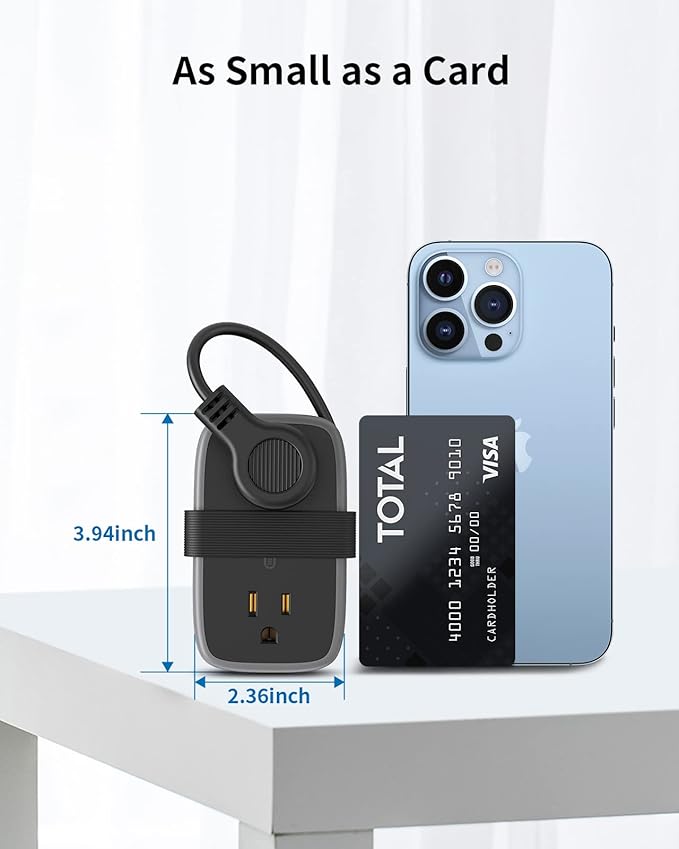 2 Pack Power Strip with USB Ports, 4 Outlets 3 USB Ports, NTONPOWER Small Power Strip with 4ft Short Extension Cord Retractable, Compact Size for Travel, Home Office, Hotel, Black