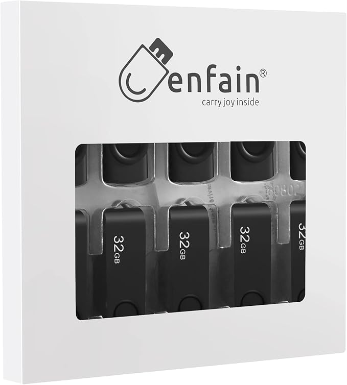 Enfain 10-Pack of 32GB USB 3.0 Flash Drives Write Speed Up to 25MB/S Read Speed Up to 90MB/S (All Black)