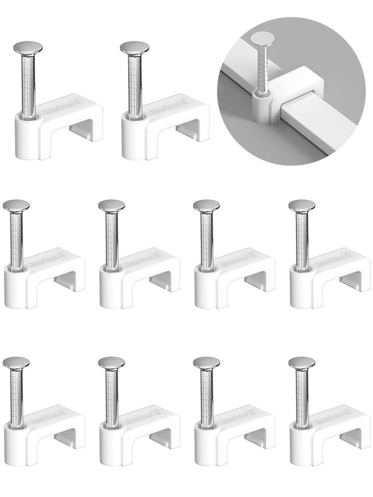 Jadaol 100Pcs 7.5mm Cable Clips with Nails, Custom Fit for Jadaol Cat6 Flat Ethernet Cable, Wall Wire Tacks for RJ45 LAN, Coax, Speaker, and Network Cables