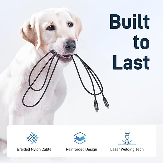 acer USBC Cable, 100W USB C Cable (3.3FT/2 Pack), C to C Fast Charging Nylon Braided Type-C Charger Cord Compatible with iPhone16/15 Pro Max, Galaxy S25/S24, MacBook Pro/Air, iPad, Laptop, etc.